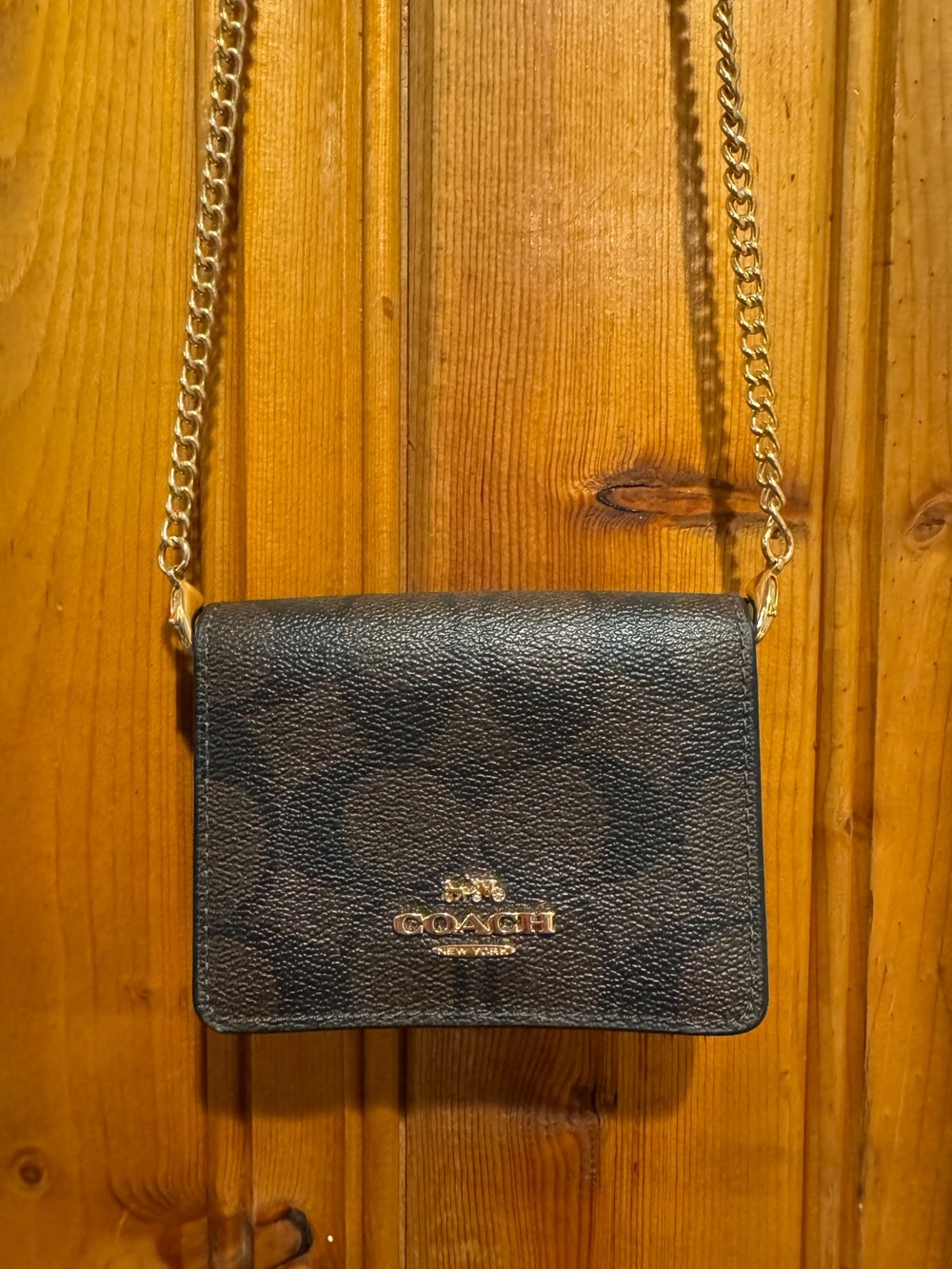 Coach mini crossbody with gold chain strap